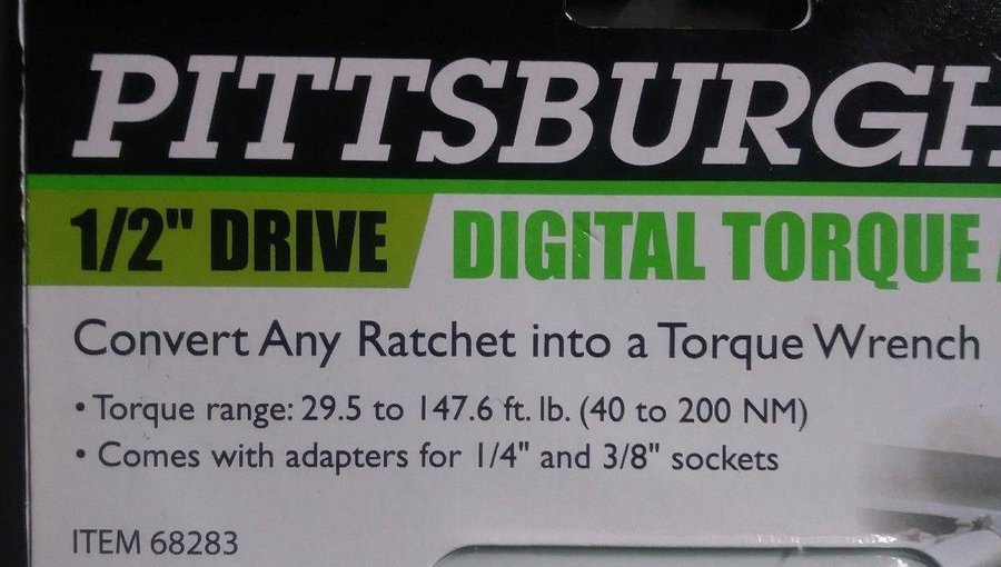 Pittsburgh Pro 1/2" Drive Digital Torque Adapter