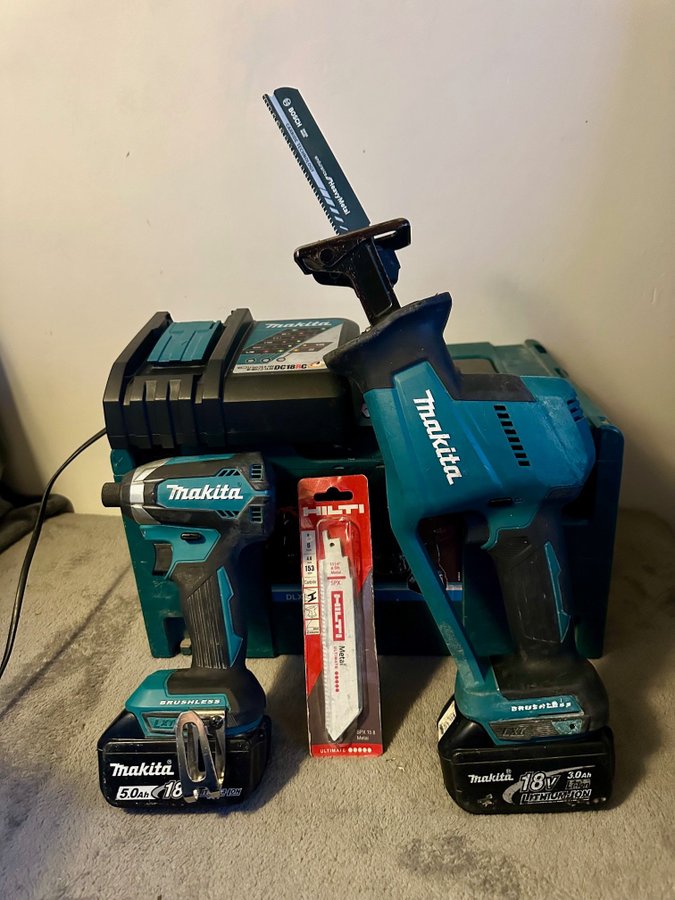 Makita DJR189  DTD153 Tigersåg och Slagskruvdragare komplett kit