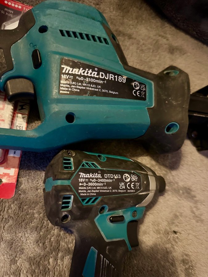 Makita DJR189  DTD153 Tigersåg och Slagskruvdragare komplett kit