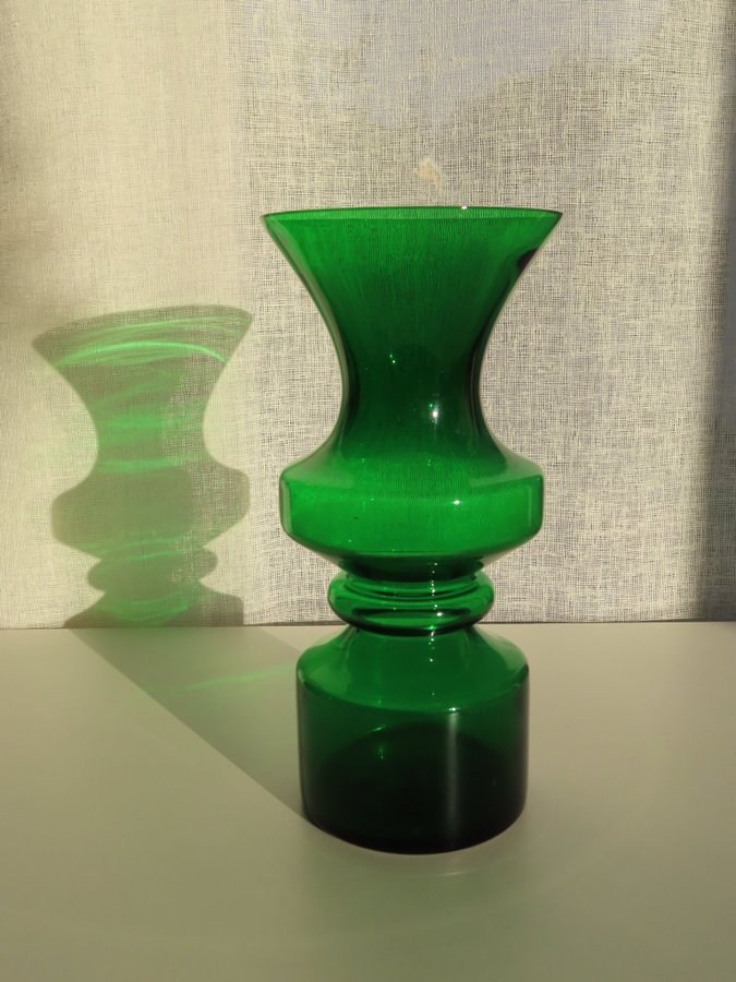 Retro Grön Vas Glasvas Handblåst 60-70-tal