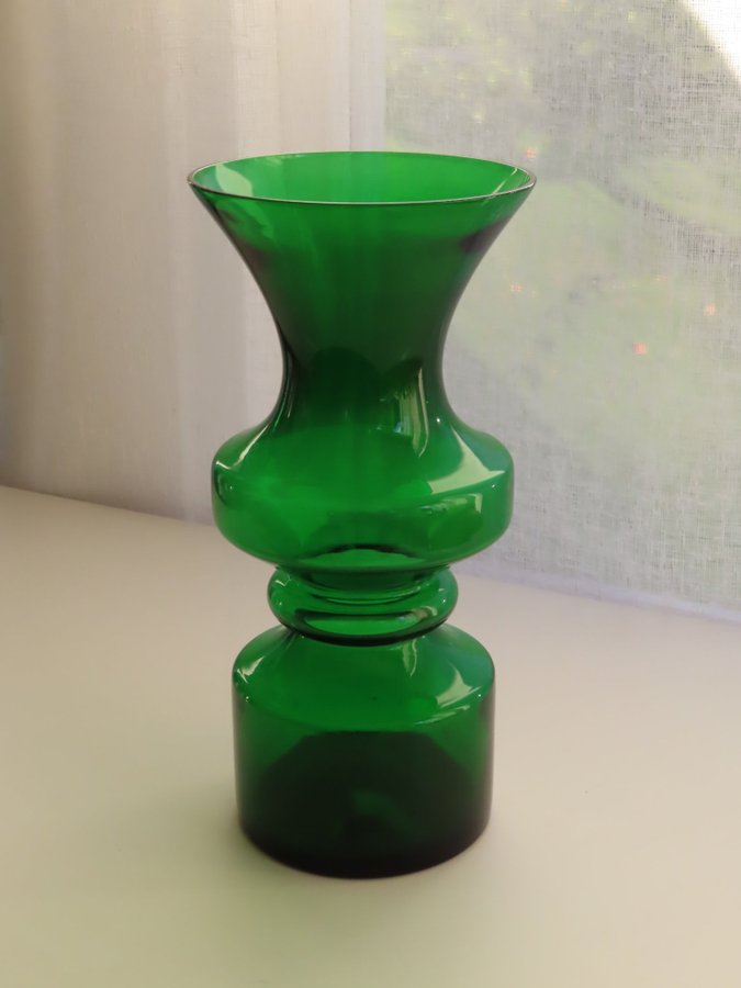 Retro Grön Vas Glasvas Handblåst 60-70-tal