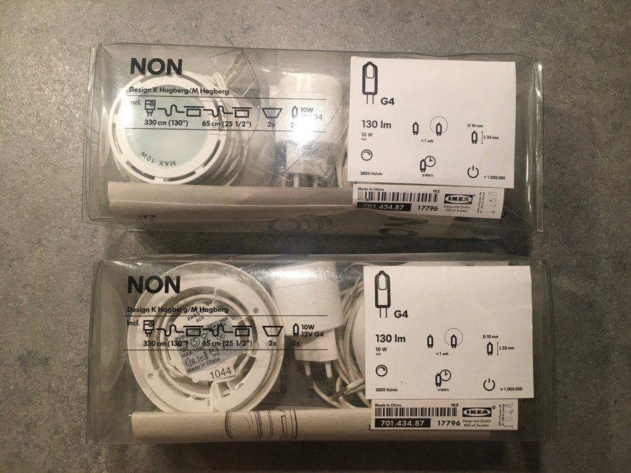 2 x IKEA NON LED-belysning G4 130lm 10W 2-pack