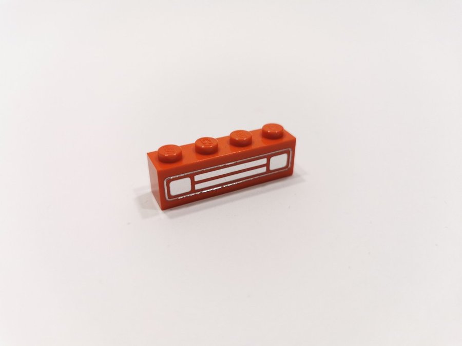 Lego - tryck - 1x4 - brick - front - röd