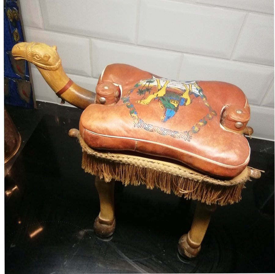 Fotpall Hantverk Vintage Footstool Kamel Egypten Retro pall