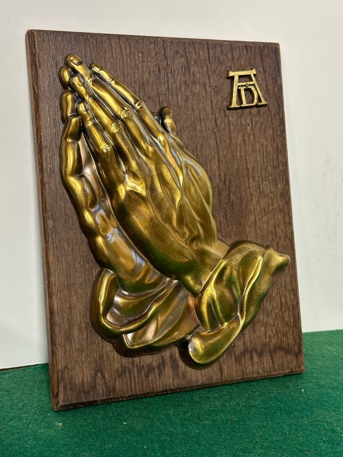 Vintage Albrecht Durer~praying hands~metall och teak~