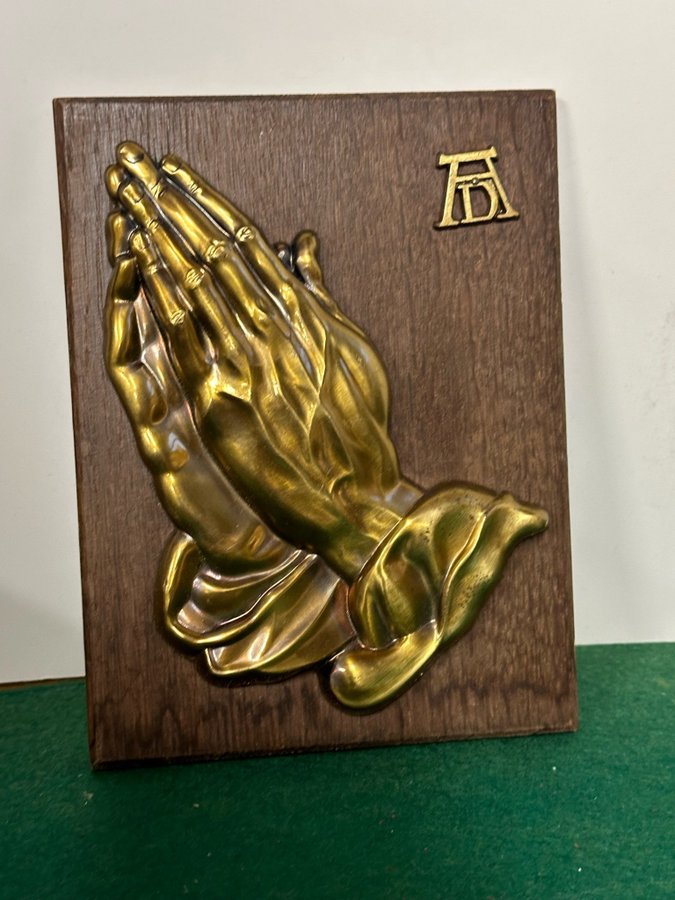 Vintage Albrecht Durer~praying hands~metall och teak~