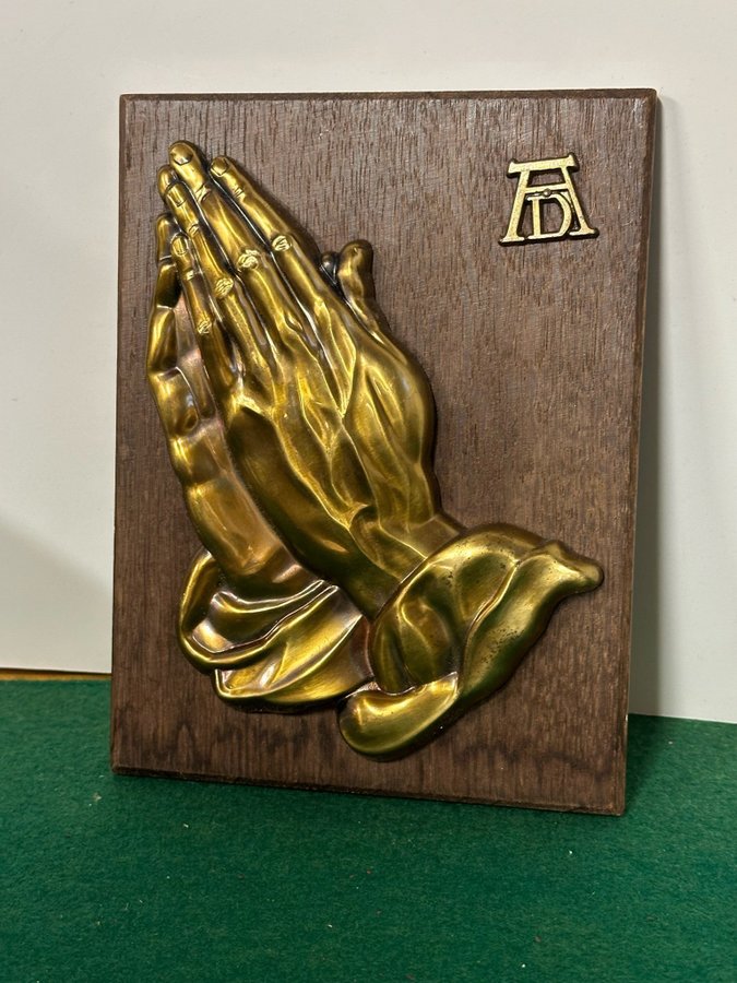 Vintage Albrecht Durer~praying hands~metall och teak~