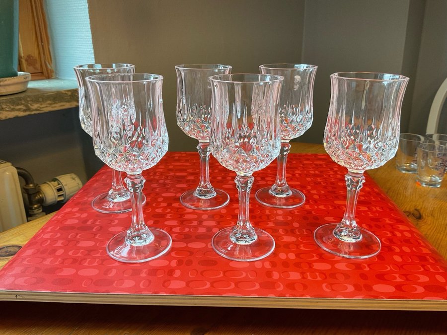 Sex kristallglas vinglas Christal d’Arques Longchamp Clear