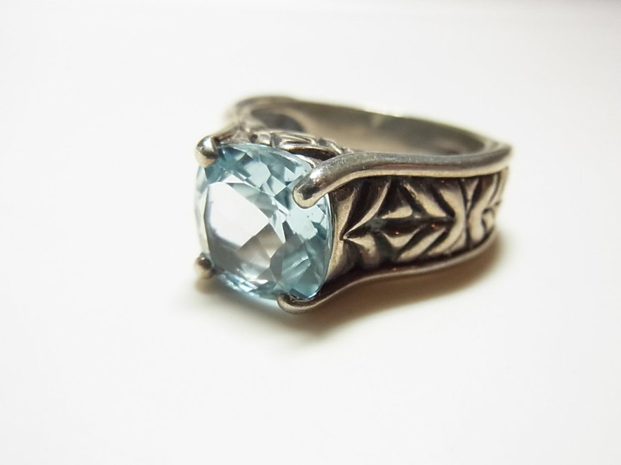 BLÅ TOPAZ RING SILVER 5 KARTER