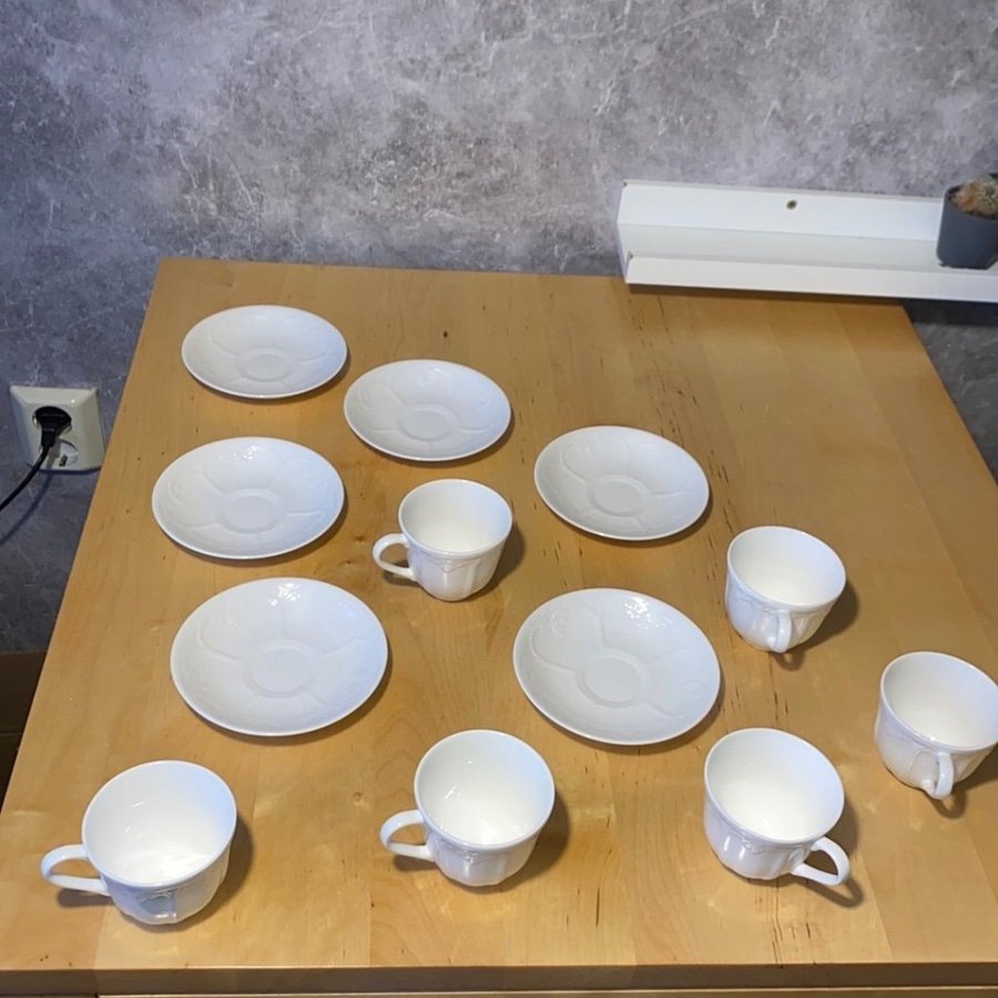 Dine Rörstrand  Gustavsberg Kaffe/Te Set - 6 Koppar  Fat