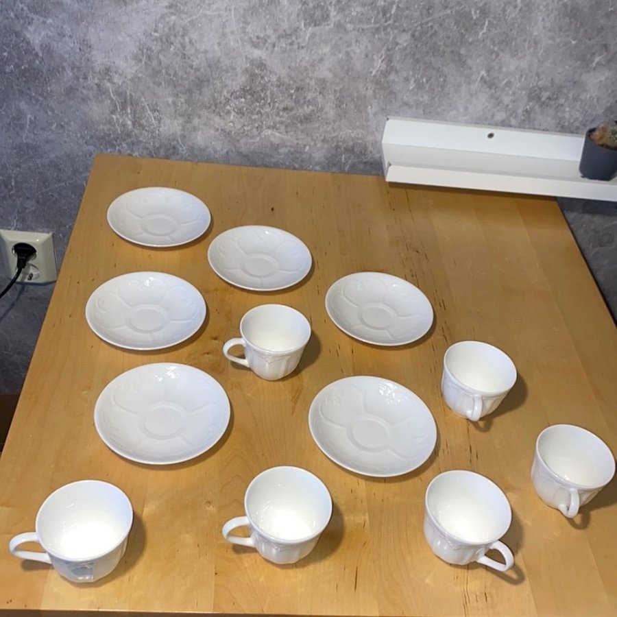 Dine Rörstrand  Gustavsberg Kaffe/Te Set - 6 Koppar  Fat