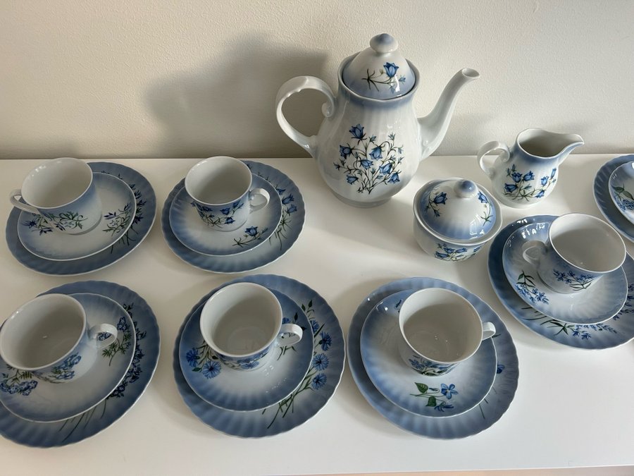 Oanvänd Svaneholm 1530 Kaffeservis blå blommor samlarobjekt antikt kaffe design