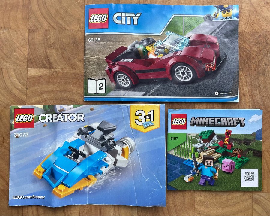 LEGO manualer 21177 Minecraft 31072 Creator City 60138