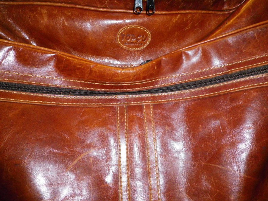 Vintage TOPCU CANTA läderväska för män. Weekend bag Mans handbag skinnväska.