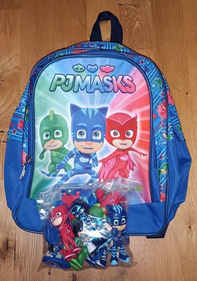 Pyjamashjältarna / PJ Masks - Ryggsäck / 11 figurer / 2 bilar