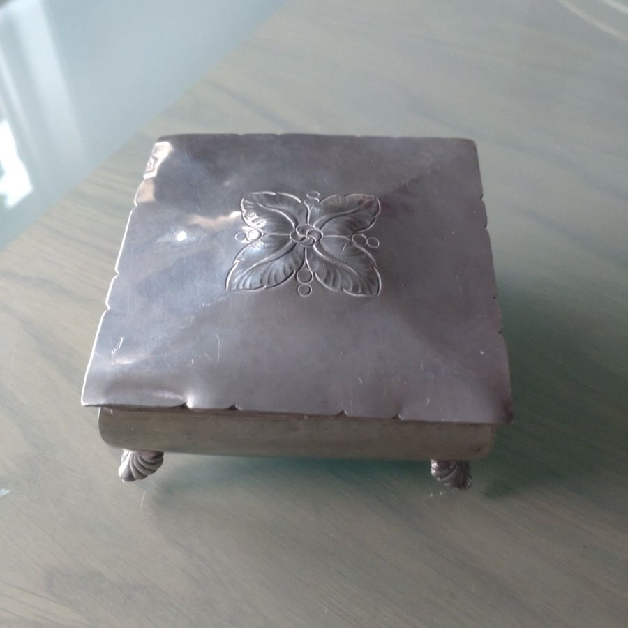 Vintage Lockask ciggarask smyckeskrin Trinket Box i Tenn retro