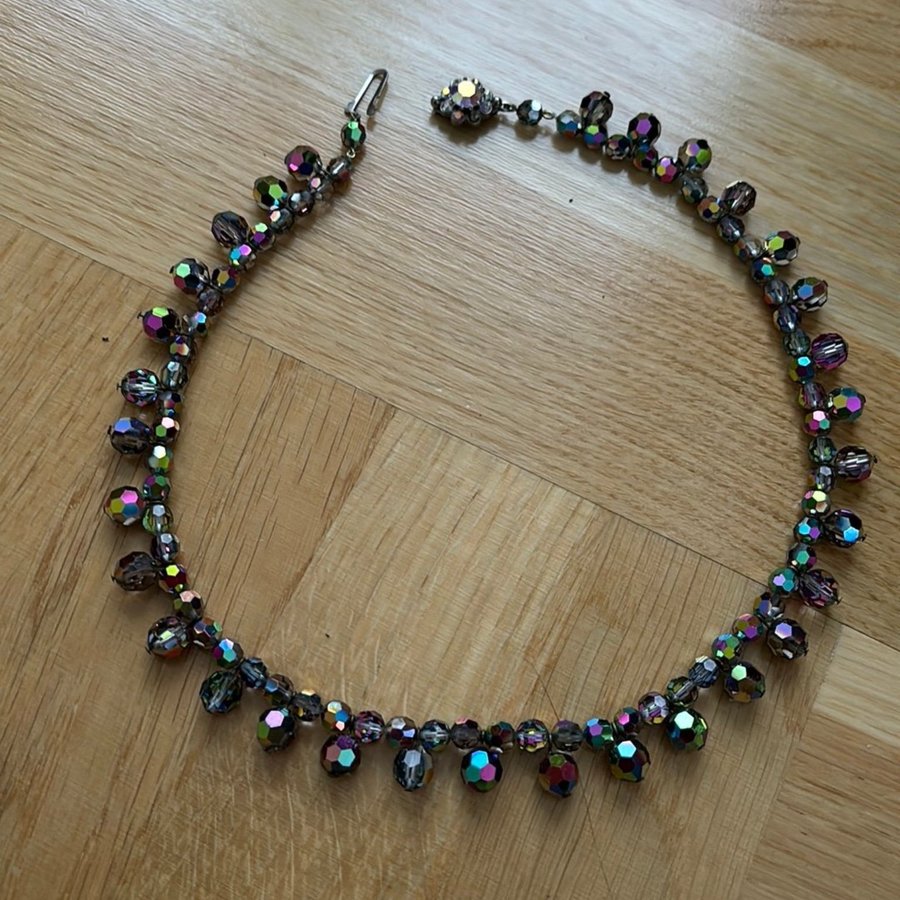 Vintage halsband från 1950-talet Aurora Borealis, slipade glaspärlor