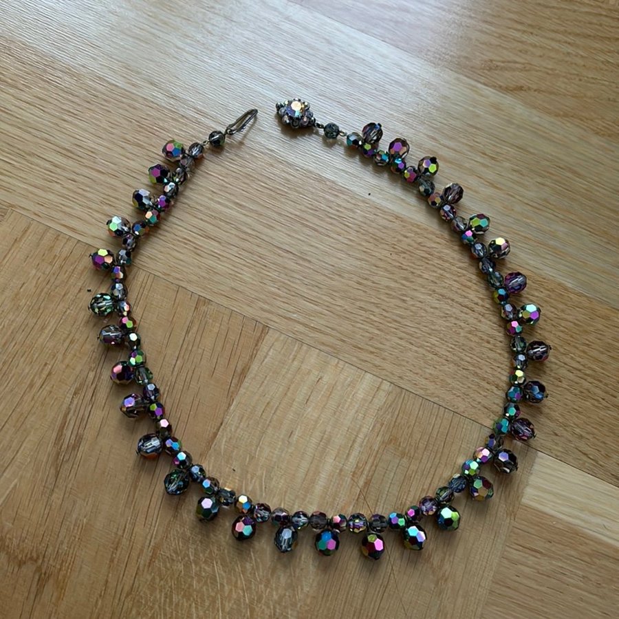 Vintage halsband från 1950-talet Aurora Borealis, slipade glaspärlor