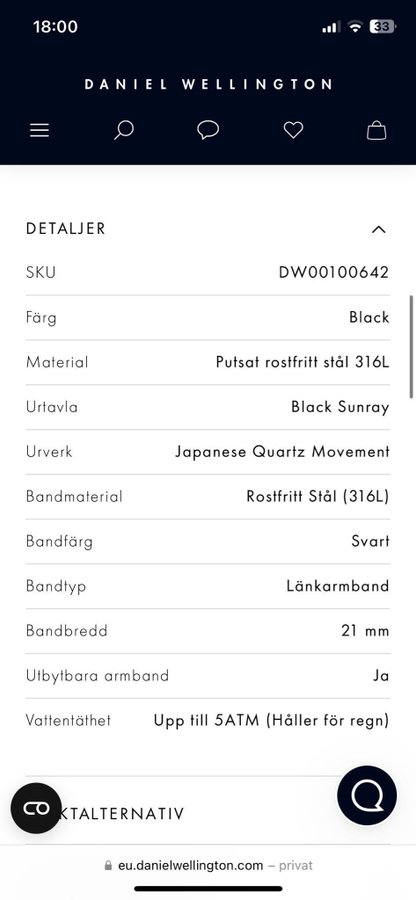 Daniel Wellington Iconic Chronograph Link Onyx Black 42mm