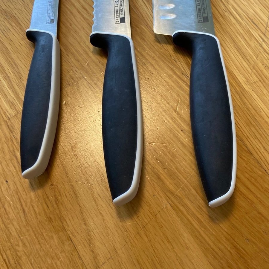 3 st Knivar steinless steel rostfritt stål brödkniv liten kniv kockkniv