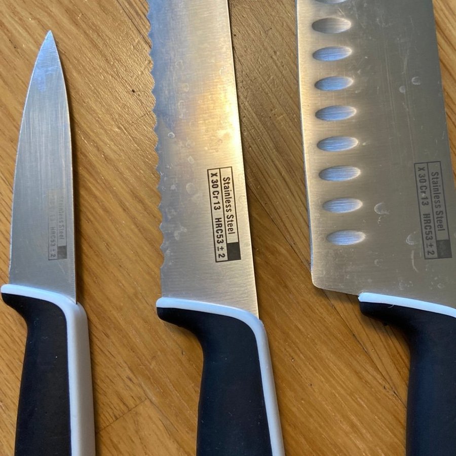 3 st Knivar steinless steel rostfritt stål brödkniv liten kniv kockkniv