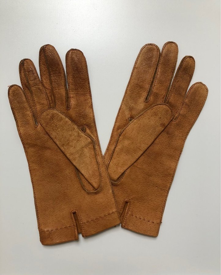 Amazing vintage brown real leather gloves