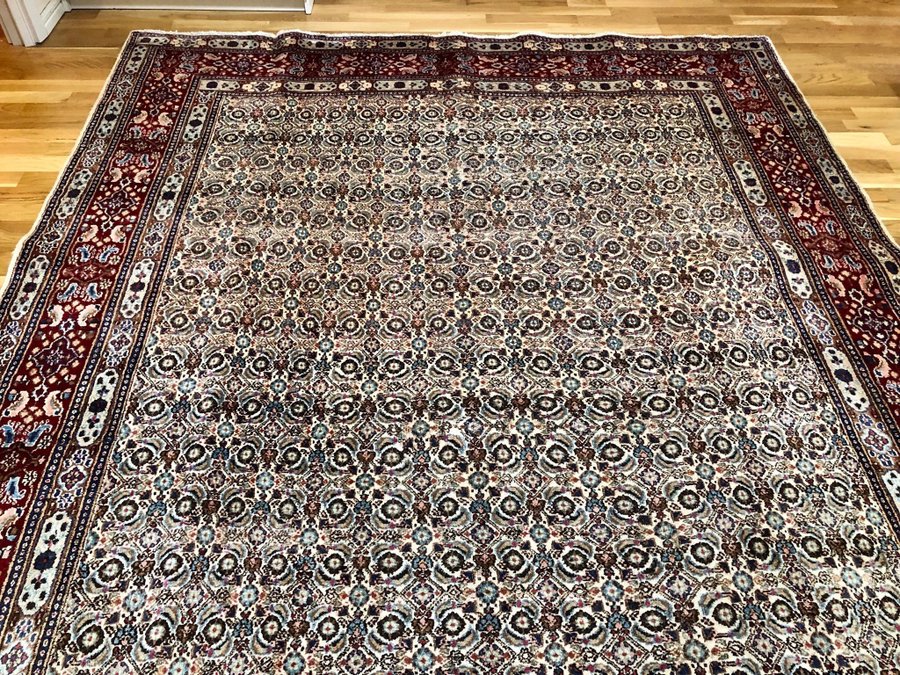 Äkta handknuten orientalisk ullmatta 205x299 cm