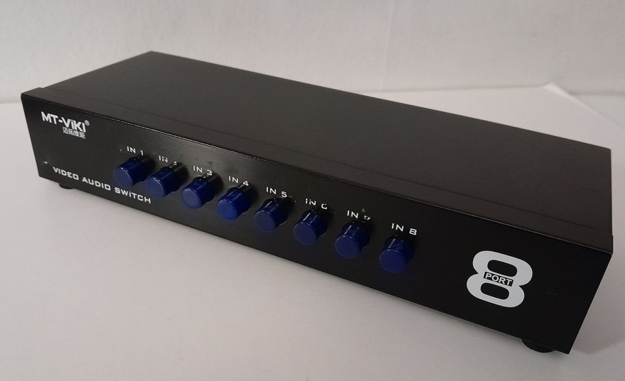 Kompositvideo RCA switch/splitter för 8 apparater - 8 way composite switch