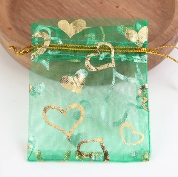 9x7cm Smyckespåse presentpåse smycken förpackning födelsedag gåva love organza