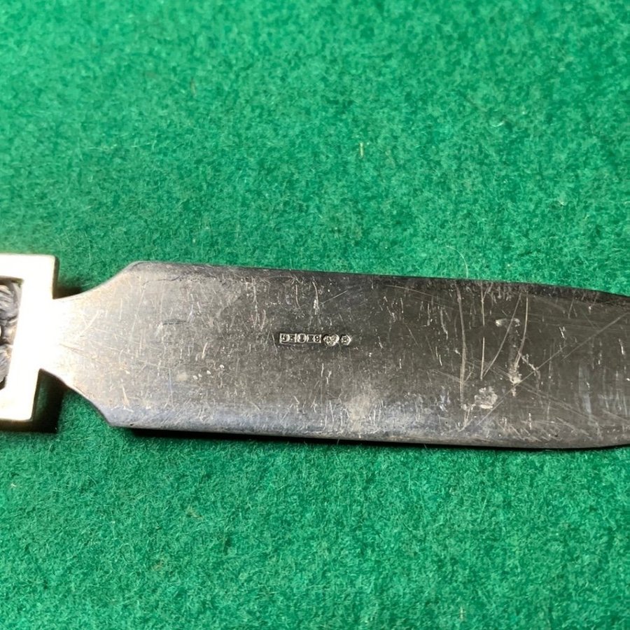 Brevkniv/Bokmärke i silver, med sten