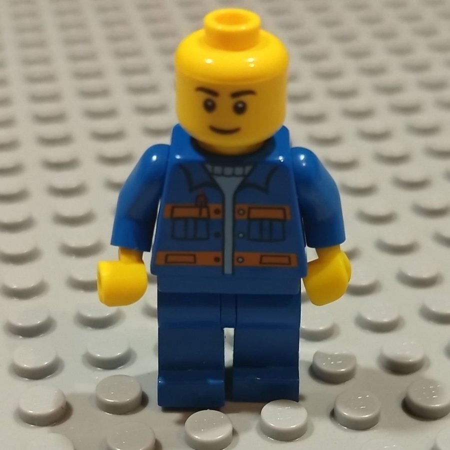 Lego Minifigur - Arbetare med blå jacka