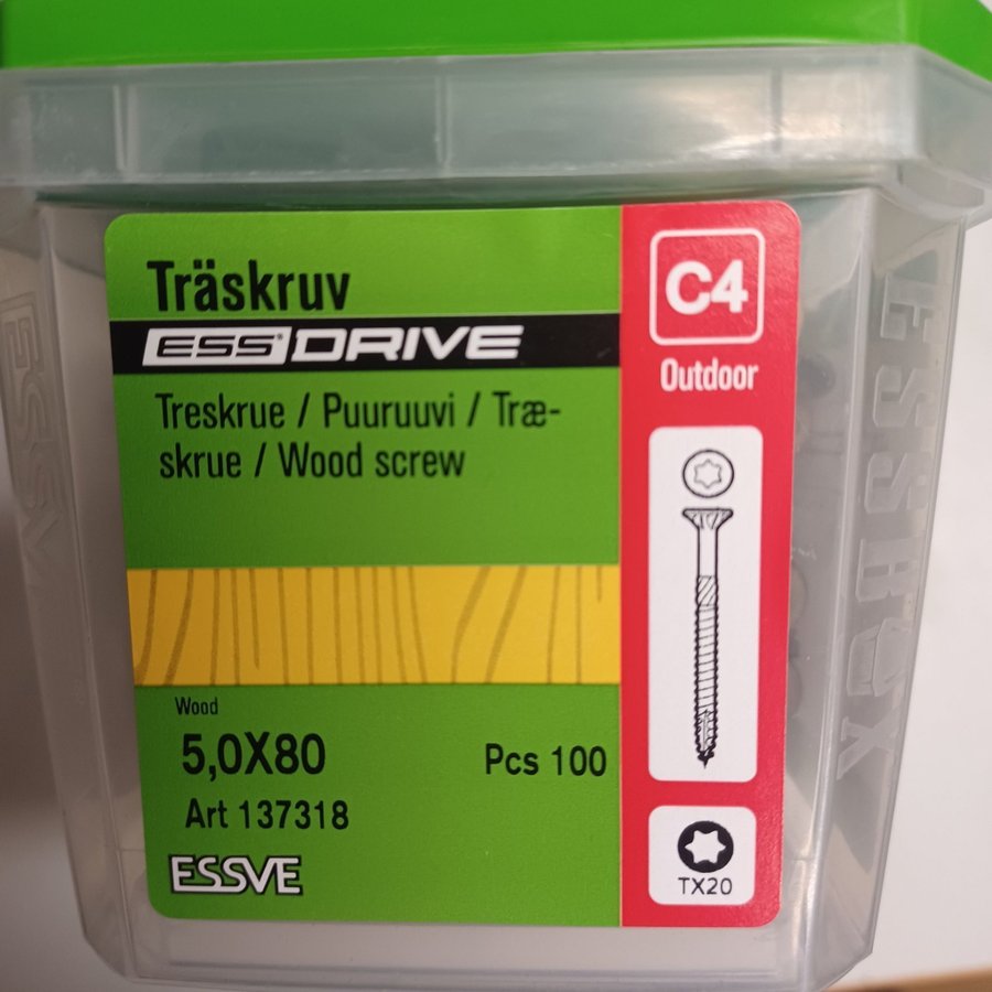 Essve Träskruv 5,0x80 mm C4 Outdoor