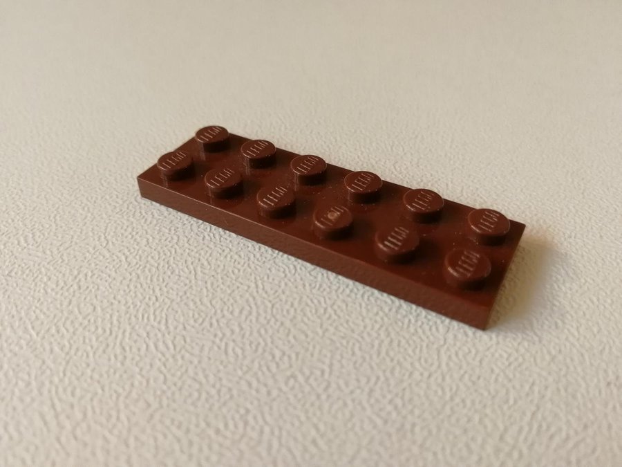 Lego - plate - platt - bas - 2x6 - part 3795 - brun (reddish)