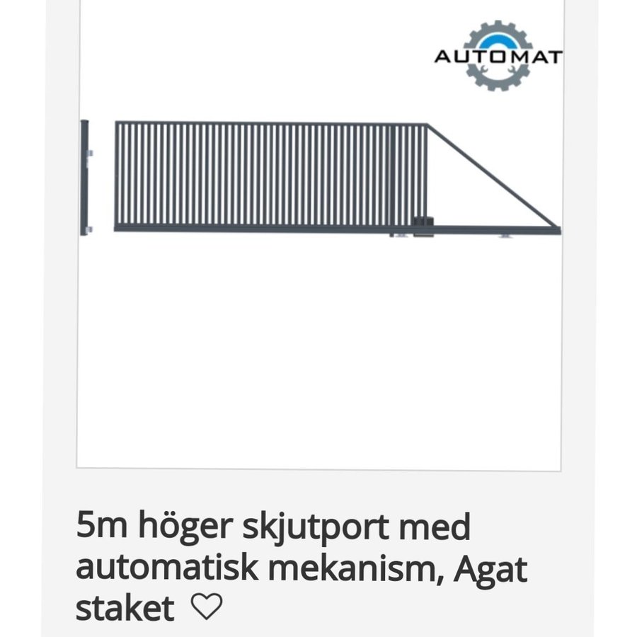 Eldriven skjutport staket 5m