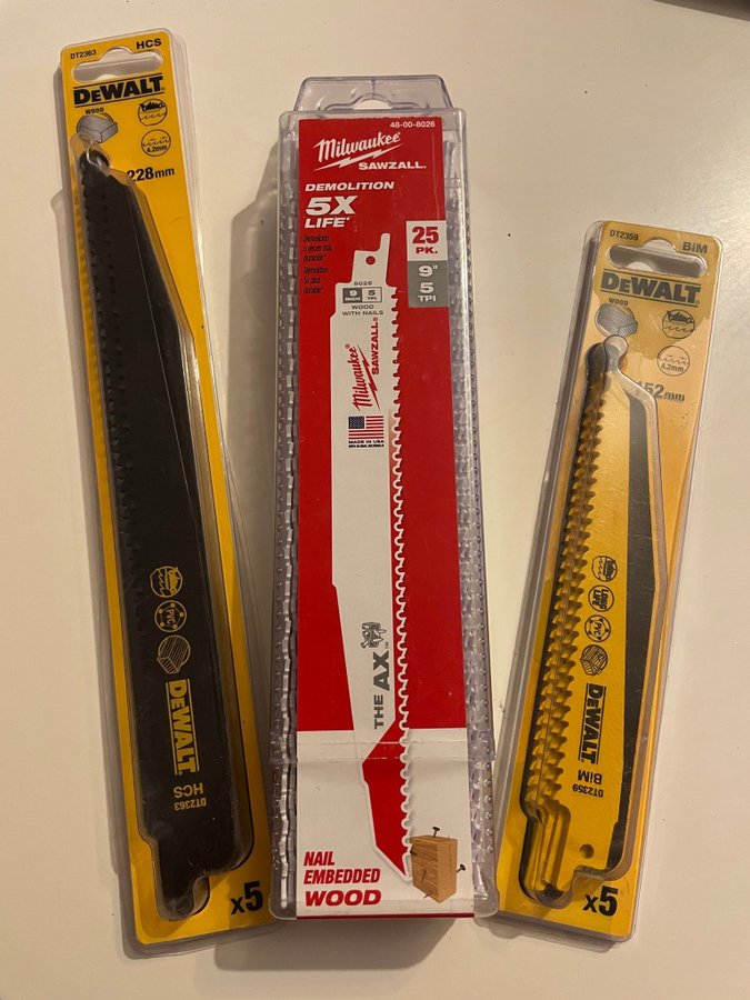 Tigersågsbladpaket - DeWalt  Milwaukee