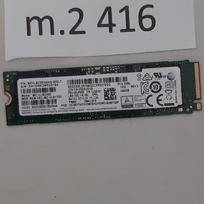 SSD Samsung M2 NVMe PCIe256GB formfaktor 2280