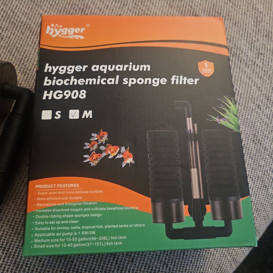 Hygger Aquarium Biokemisk Svampfilter HG908