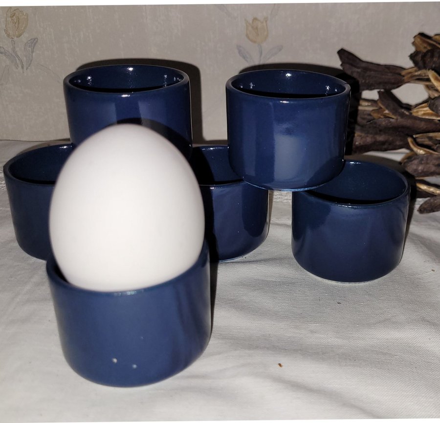 60-tal STIG LINDBERG bohus 6 x ÄGGKOPP egg cup GUSTAVSBERG ugnseldfast STENGODS