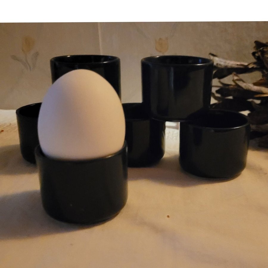 60-tal STIG LINDBERG bohus 6 x ÄGGKOPP egg cup GUSTAVSBERG ugnseldfast STENGODS