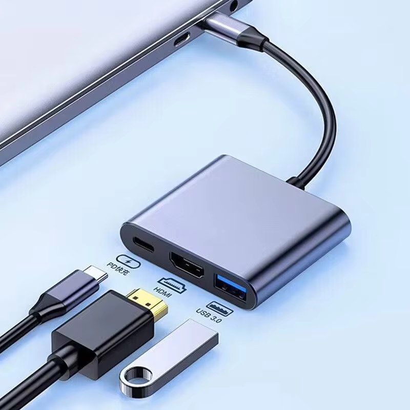 USB Type-C Hubb, 3-i-1 Adapter - Mångsidig Anslutning för Alla Dina Enheter