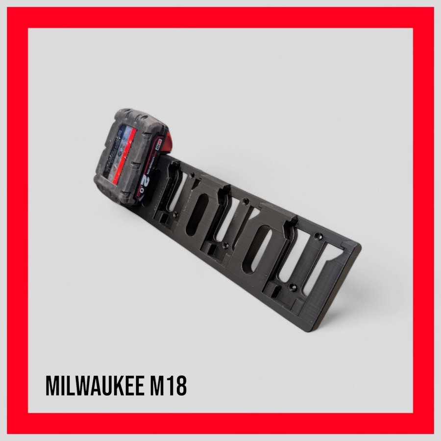 Milwaukee M18 Batterihållare - 4 Platser. Unik design och passform