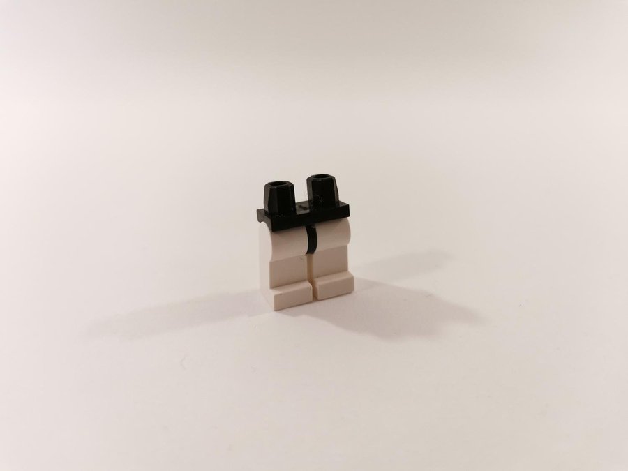 Lego - ben - hips  legs - till minifigur - part 970c01 - svart / vit