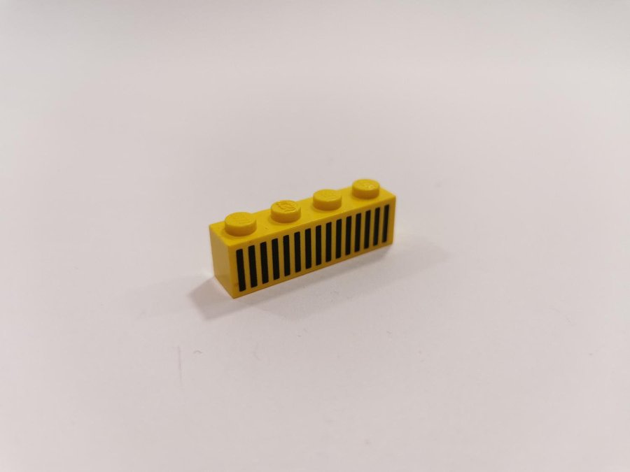 Lego - tryck - brick - 1x4 - ränder - gul