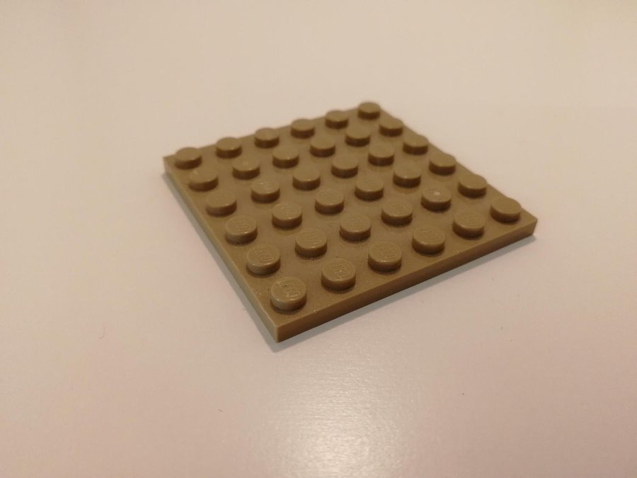 Lego - platta - plate - 6x6 - part 3958 - biege (dark tan)