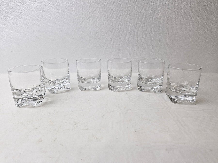 TAPIO WIRKKALA - 6ST IITTALA SNAPSGLAS - GAISSA - VINTAGE 1970TAL.