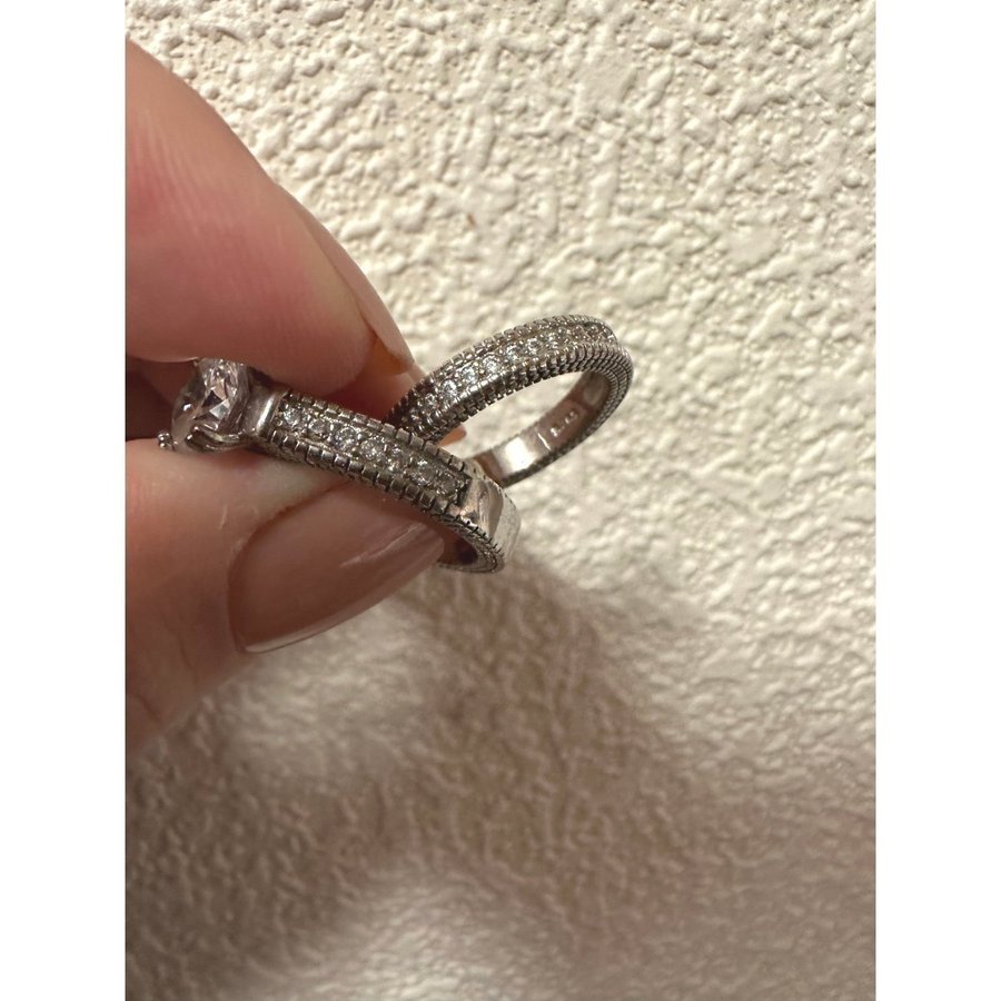 2 st. set helt nya ringar i sterling silver 925 pläterade stämplade