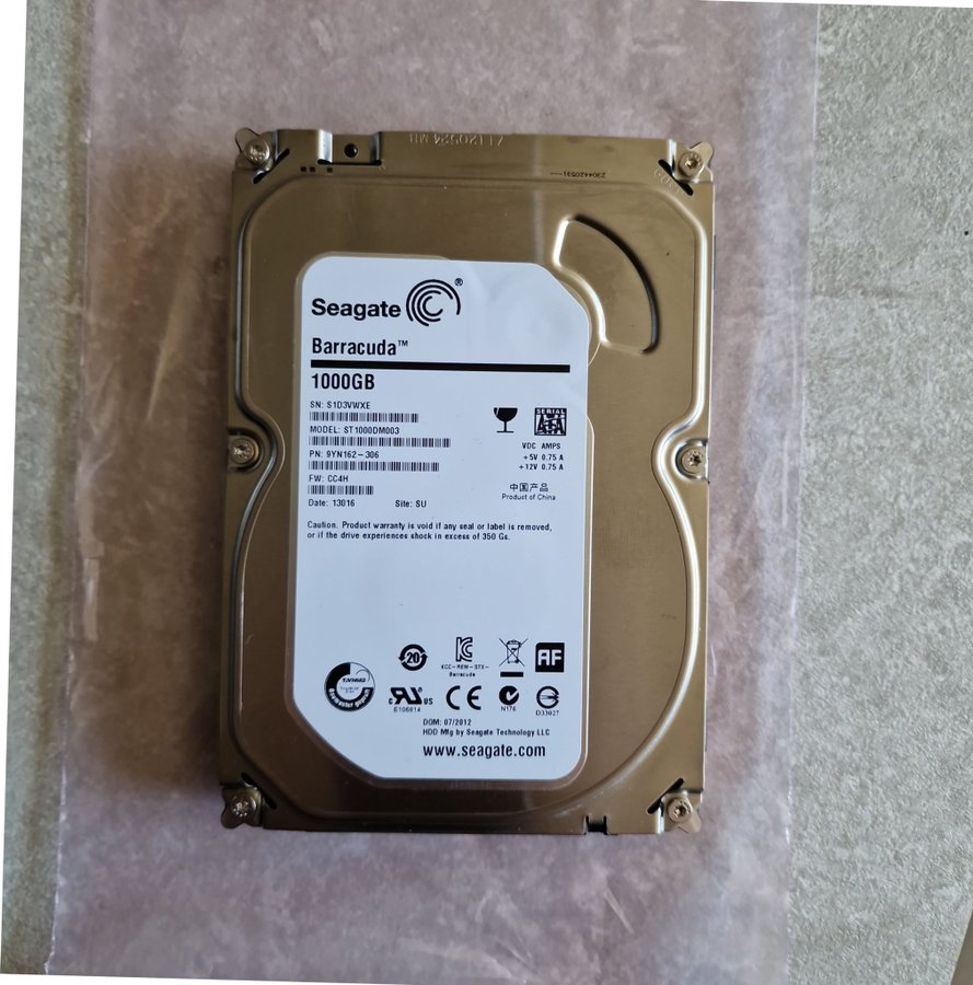 Seagate Barracuda 1TB 35" SATA intern hårddisk