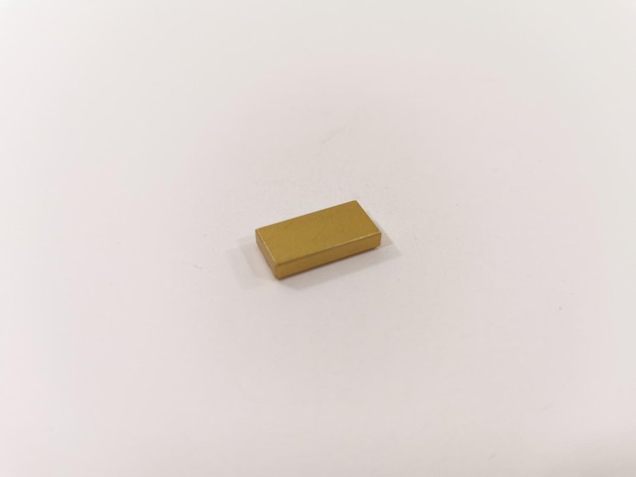 Lego - tile - guldtacka - 1x2 - part 3069b - guld (metallic gold)