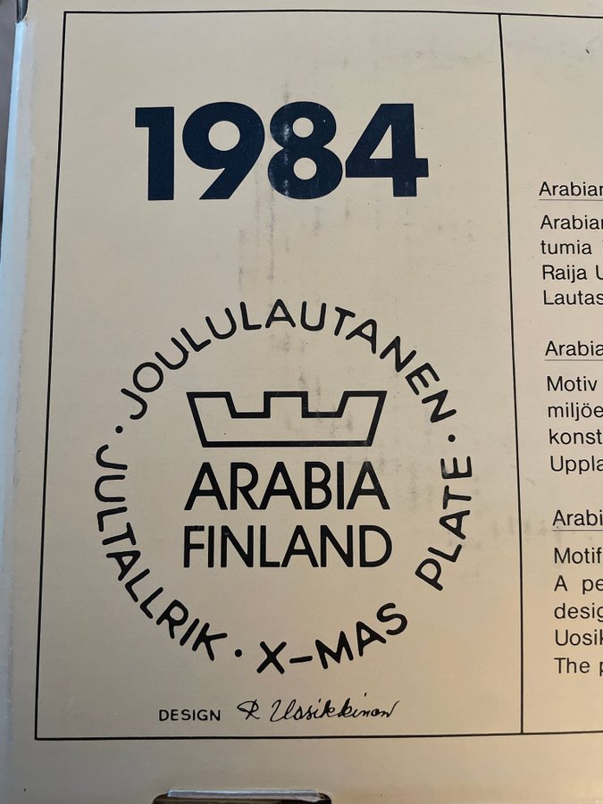 Arabia jultallrik 1984