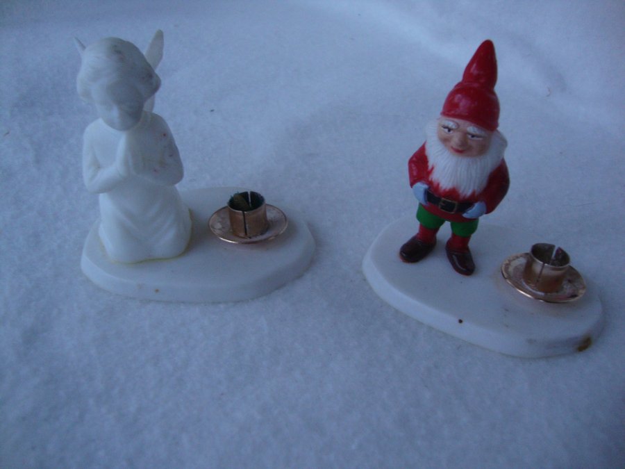 Ljusstake tomte och ängel design Karen Kjaersgaard